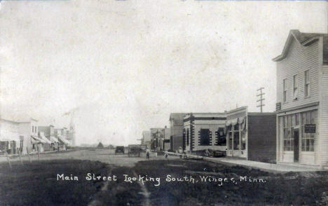 Main Street looking south, Winger Minnesota, 1910's