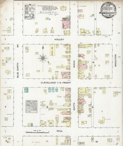 Sanborn Fire Insurance map, Winnebago Minnesota, 1884
