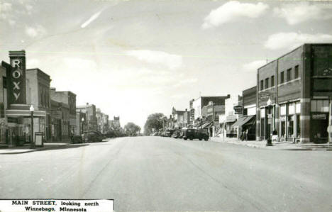 Main Street looking north, Winnebago Minnesota, 1940's