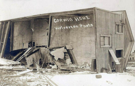 Corwin home after tornado, Wolverton Minnesota, 1910's