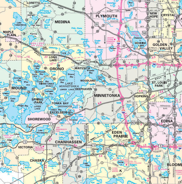 Minnesota State Highway Map of the Woodland Minnesota area 