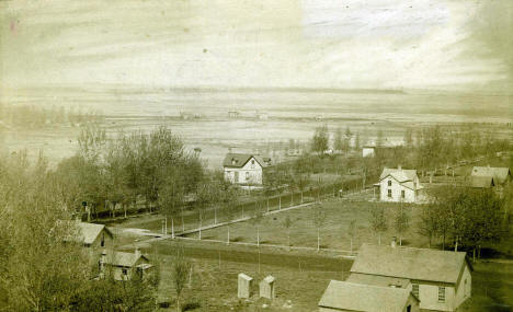 Looking West from the Presbyterian Church's spire, Worthington Minnesota, 1886
