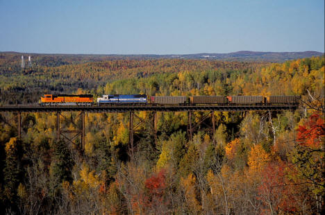 BNSF Train crossing the Husan Bridge near Wrenshall Minnesota, 2006