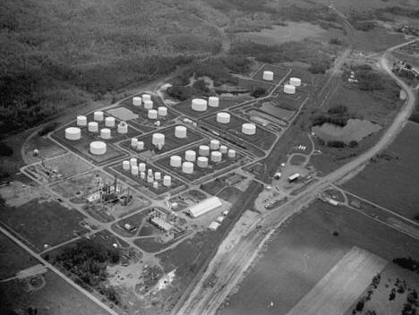 Aerial view Wrenshall Refinery, Wrenshall Minnesota, 1970