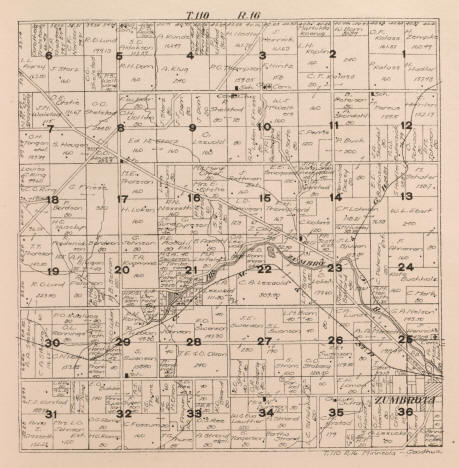 Plat Map, Minneola Township in Goodhue County Minnesota, 1916