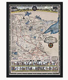 1931 Pictorial Map of Minnesota History Wooden Framed Poster