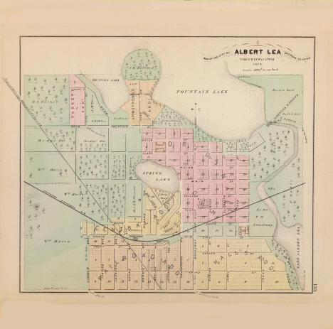 Street Map of Albert Lea, Minnesota, 1874