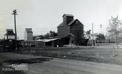 Crown Roller Mill and Farmers Coop elevators, Fairfax, Minnesota, 1920s