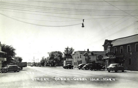 Street scene, Green Isle, Minnesota, 1940s