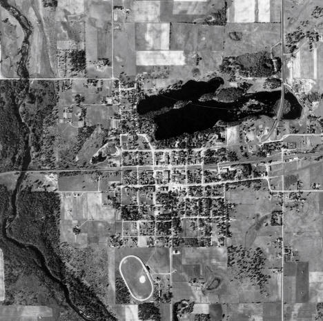 Aerial view of Mora, Minnesota, 1965
