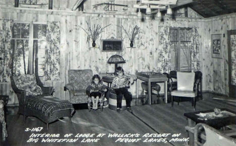 Interior of the Lodge at Wallick's Reort on Big Whitefish Lake, Pequot Lakes, Minnesota, 1940s
