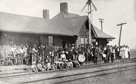 Triumph Cornet Band at C&NW Depot, Triumph, Minnesota, 1910s