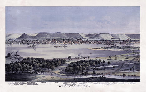Birds-eye view of Winona, Minnesota, 1874