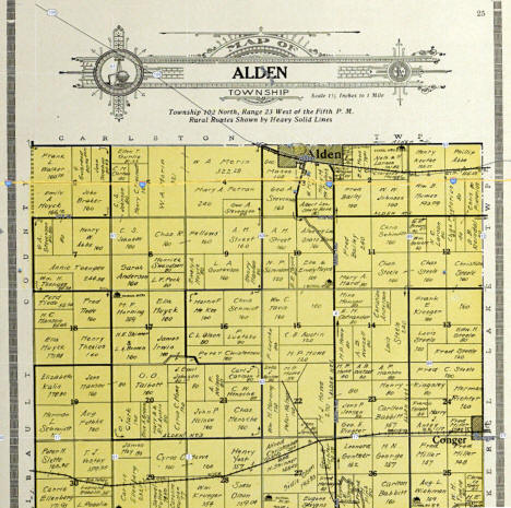 Plat map of the northern half of Alden Township, Freeborn County, Minnesota, 1914