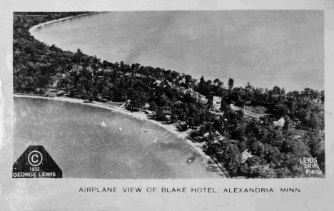 Aerial view, Blake Hotel, Alexandria, Minnesota, 1932