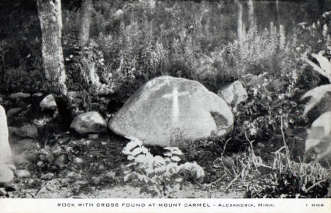 Rock with Cross found at Mount Carmel, Alexandria, Minnesota, 1941