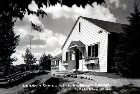 Lobby and Dining Hall at Mount Carmel, Alexandria, Minnesota, 1959