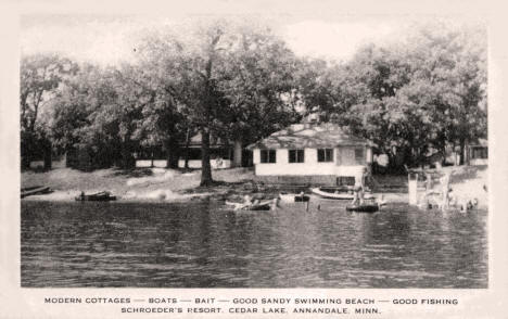 Schroeder's Resort on Cedar Lake, Annandale, Minnesota, 1920s