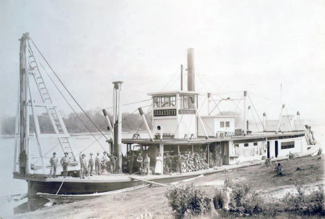 Paddlewheel steamboat J. B. Bassett, Anoka, Minnesota, 1880