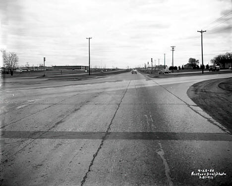 Intersection of Highways 8 and 10, Arden Hills; Twin Cities Ordnance Plant at left, 1958