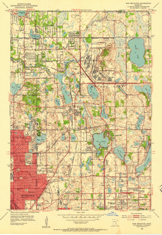 USGS Topographic Map of the Arden Hills, Minnesota area, 1954