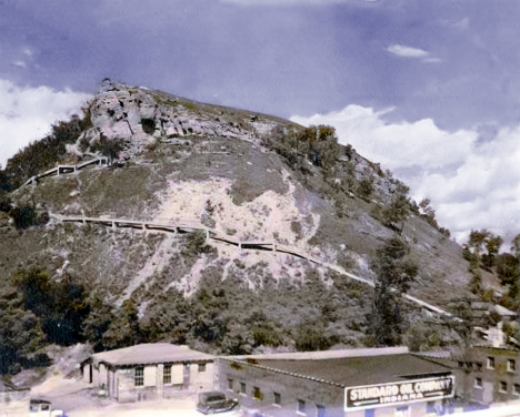 He Mni Can - Barn Bluff showing the wooden steps that ran up the bluff , Red Wing Minnesota, 1929