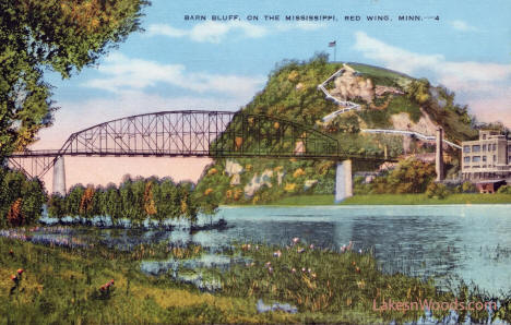 Barn Bluff on the Mississippi River, Red Wing Minnesota, 1940s