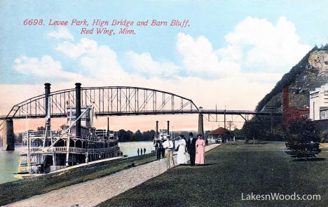 Levee Park, High Bridge and Barn Bluff Red Wing Minnesota, 1910s