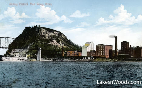 Milling District from Trenton Island, Wisconsin, Red Wing Minnesota, 1907
