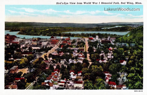 View of Red Wing Minnesota from World War I Memorial Park 1930s