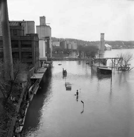 Flooding by Grain Elevator, Red Wing Minnesota, 1965